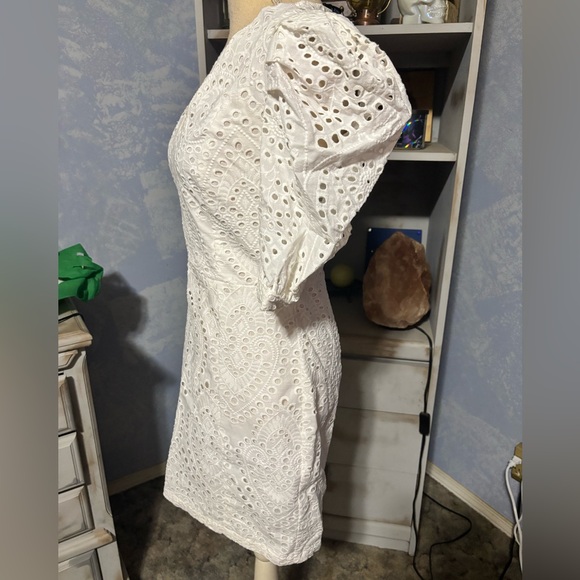 Dynamite White Eyelet puffed sleeve Midi Dress small NWT - Picture 5 of 14